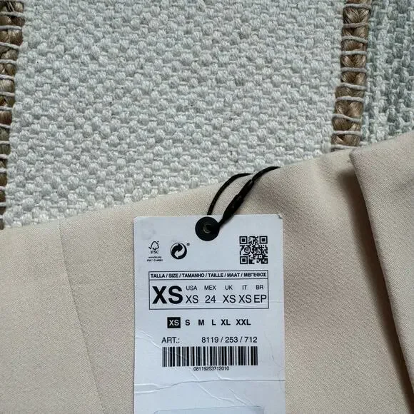 Zara Beige Cigarette Leg High Rise Trouser Pants Women’s Size XS Bloggers Fave - Picture 10 of 13